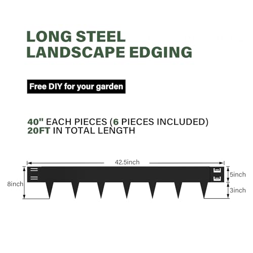 Metal Edging for Landscaping 6 Pack,40" L x 8" H(20Ft Total) - size: 8 inch