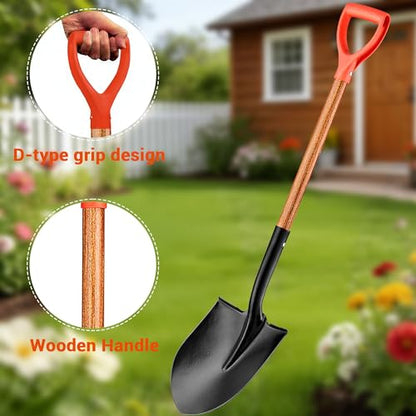 41" Round Shovel, Car Snow Shovel, Garden Tool with D-Handle