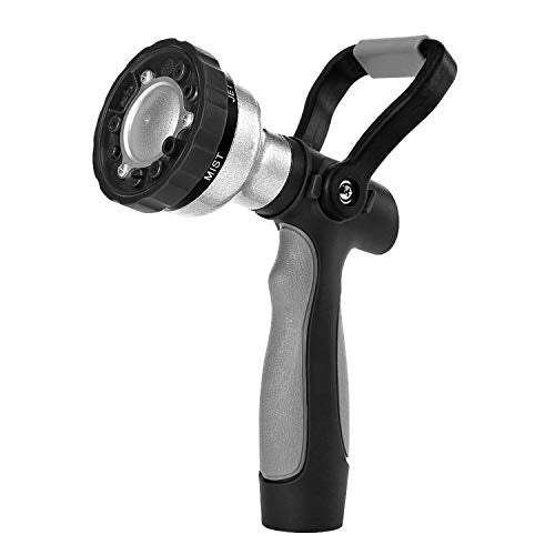 GREEN MOUNT New Patent Garden Hose Nozzle, Heavy Duty Water Nozzle, High Pressure Fireman Style Nozzle with Ergonomic Handle to Water Lawn and Garden, Black - color: Black