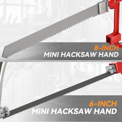 Auto Dynasty Hacksaw Frame Set, 7pcs Heavy Duty Handsaw with 6/8 inch Mini Hacksaw and 6 Extra Blades, Multi-function Hand Saw for Cutting Wood, Sawing, Trimming, Gardening, Drywall, Plastic Pipes - style: 7pc Hacksaw Frame Set