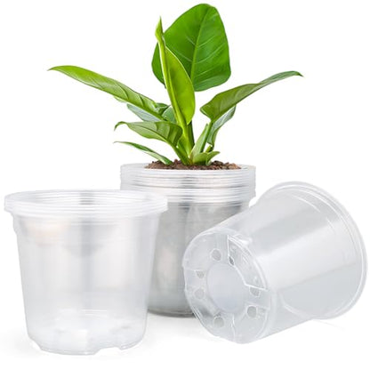 15 Pack Clear Nursery Pots with Drainage Holes, 3 Inch Seed Starting Plastic Plant Pots, Transparent Variety Pack Flexible Garden Pot for Outdoor Indoor (Clear, 3 Inch) - size: 3 Inch