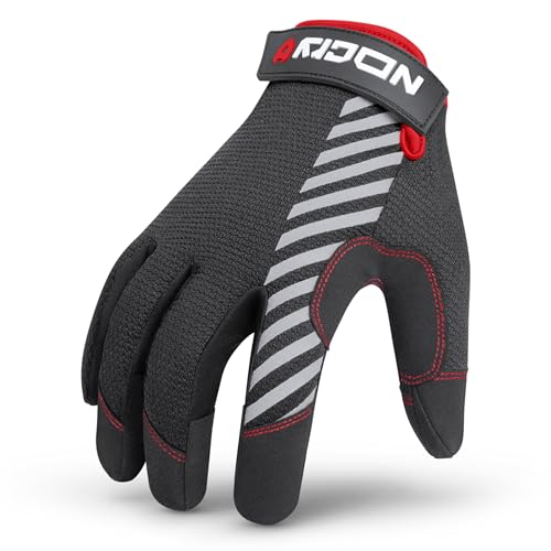 NoCry Utility Gloves for Men with Reinforced Fingers and Thumb Crotch; Double Stitched Palm and Touchscreen Tips; Breathable and Highly Flexible; — Ideal for Mechanics, Construction and Yard Work - size: Small, style: Lite