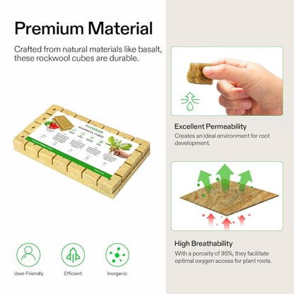 VIVOSUN 1.6 Inch Rockwool Cubes, Grow Cubes for Hydroponics, Cuttings, Cloning, Plant Propagation, Seed Startling, 8 Sheets 224 Plugs (Pack of 2) - size: 1.6"-224 Plugs (Pack of 2)