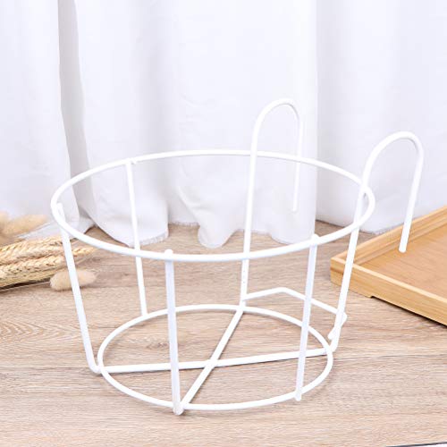 4 Pack Hanging Planters for Railings Rail Planter Hanging Baskets Flower Pot Holders Iron Plant Racks Metal Fence Planter Potted Stand Mounted Balcony Plant Baskets Container,Garden Steel Pots - color: 4 Pack Large-white