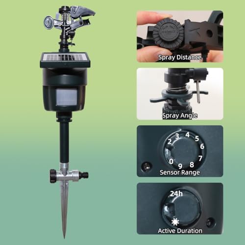 Solar Motion Activated Sprinkler with Day & Night Detection Modes Repellent Detector for Garden Outdoor Waterproof - size: New 1 unit[solar panel]