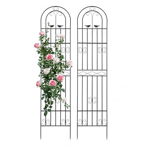 87x20 Inch Metal Garden Trellis for Climbing Plants Outdoor, Sturdy Wrought Iron Tall Plant Support for Roses Ivy Clematis Jasmine Cucumber Peas, Decorative Wire Lattice Panels (2 Pack) - size: 2 Pack