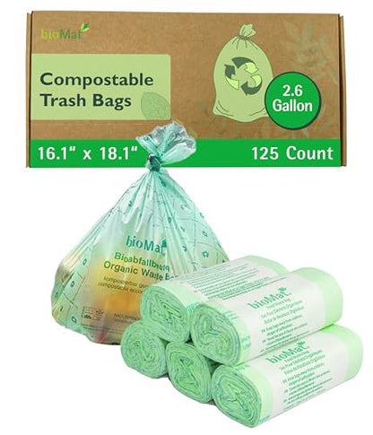 bioMat 2.6 Gallon Compostable Food Scrap Bags, 125 Count - size: 1 Count (Pack of 125), style: 2.6 Gallon