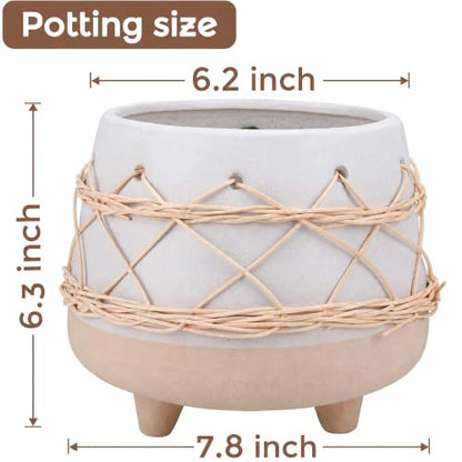 Ceramic Planter Pot for Indoor & Outdoor Plant, Flower - color: Beige Brown