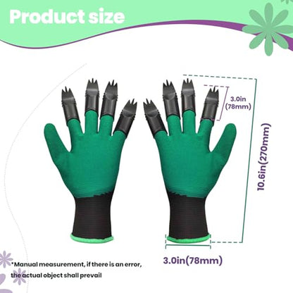 Gardening Gloves with Claws for Digging, Planting, and Weeding, Durable Glove for Men and Women, Easy to Use, Waterproof (Green, Cat Claw Shaped) - color: Green, Cat Claw