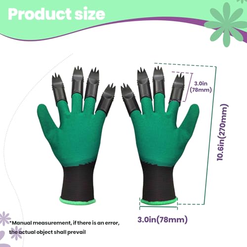 Gardening Gloves with Claws for Digging, Planting, and Weeding, Durable Glove for Men and Women, Easy to Use, Waterproof (Green, Cat Claw Shaped) - color: Green, Cat Claw