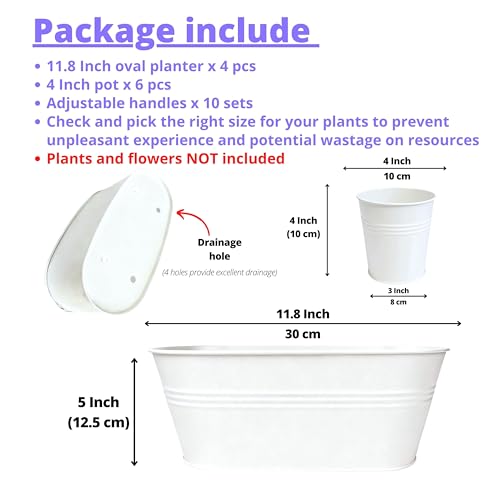 LaLaGreen 11.8 in Patio Rail Planter (10-Piece Combo) Oval Round White Pots - size: Combo C (10 pack)