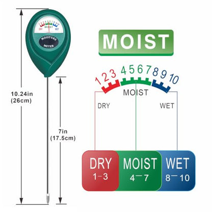 XLUX Plant Soil Moisture Meter, for Indoor and Outdoor use, Battery-Free - color: Green