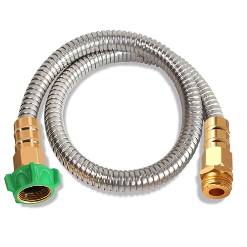 Metal Short Garden Hose 2 ft, Flexible Stainless Steel Garden Hose 2 ft Lightweight Water Hose with Brass Fittings (2 Feet) - size: 2 Feet