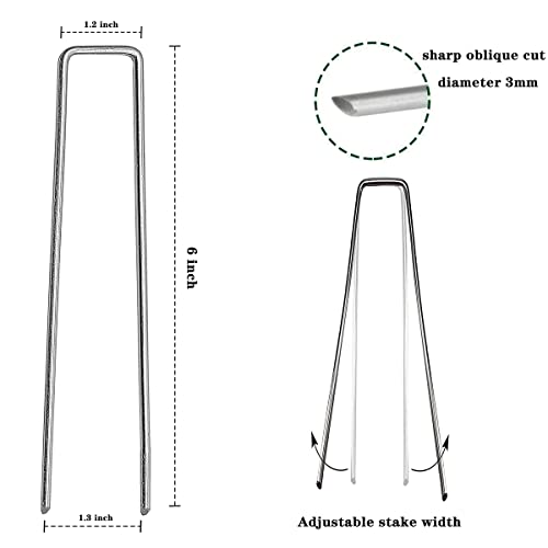 20 Pcs 6 inch Garden Landscape Staples Galvanized Pins Lawn Stakes for Weed Barrier Ground Cover,U-Type Heavy Duty (20 Pcs x 6") - size: 20 Pcs x 6"