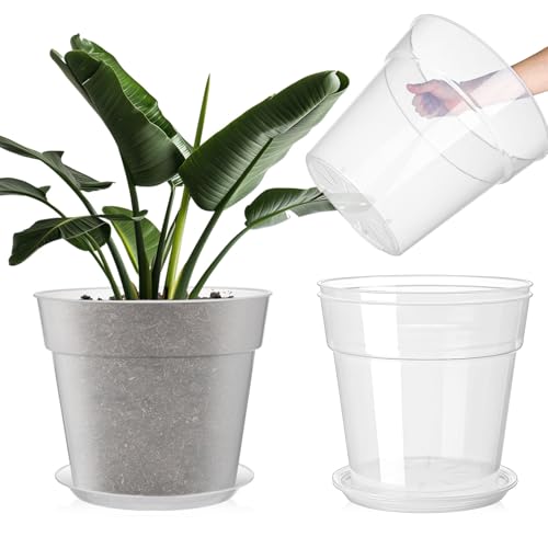 Baderke 3 Pack Clear Nursery Pot,13.65 Inch - size: 13.65 Inches