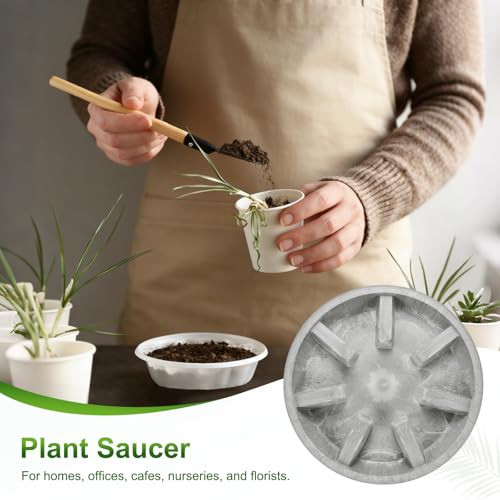 M METERXITY 2-Pack Plant Saucer, 10.04 Inch/25.5 cm Plastic Plant Trays Thicker for Pots/Indoor/Outdoor/Water Drainage and Protection, Flowerpot Drip Tray [Gray Veins] - color: Gray Veins