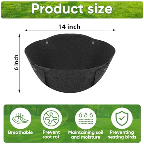 HKZ Hanging Planter Basket Liners - 2 Pack 14 Inch Round Fabric Liners for Hanging Baskets, Replacement Coco Fiber Liner, Durable Non-Woven Liners for Hanging Baskets Planters Flowers, Plants (Black) - size: 14 Inch - Black