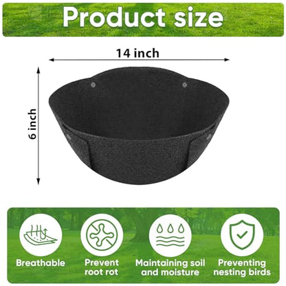 HKZ Hanging Planter Basket Liners - 2 Pack 14 Inch Round Fabric Liners for Hanging Baskets, Replacement Coco Fiber Liner, Durable Non-Woven Liners for Hanging Baskets Planters Flowers, Plants (Black) - size: 14 Inch - Black