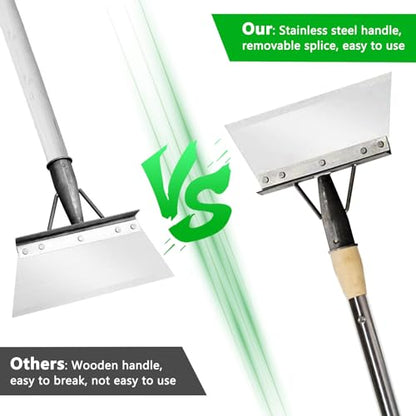 Metal Snow Shovel,Multifunctional Cleaning Shovel Long Handle Steel Flat Shovel for Landscaping, Farm Weeding Tool, Ice Scraper for Outdoor Camping Weeding Planting
