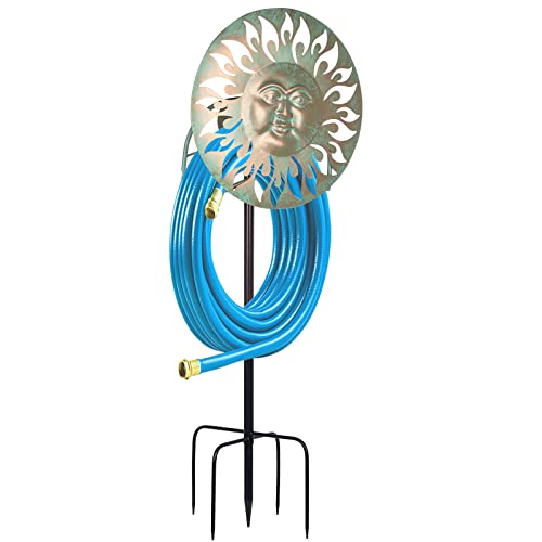 Garden Hose Holder Freestanding, Outdoor Water Hose Holder Heavy Duty, Hose Reel Stand, Outside Metal Hose Rack Hanger Storage