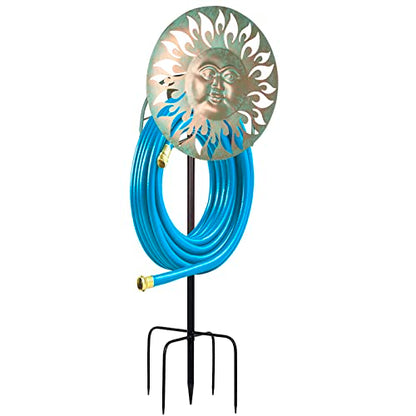 Garden Hose Holder Freestanding, Outdoor Water Hose Holder Heavy Duty, Hose Reel Stand, Outside Metal Hose Rack Hanger Storage