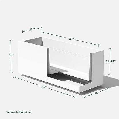 Veradek Block Series Long Box Planter - Rectangular Outdoor Planter - color: White, size: Large