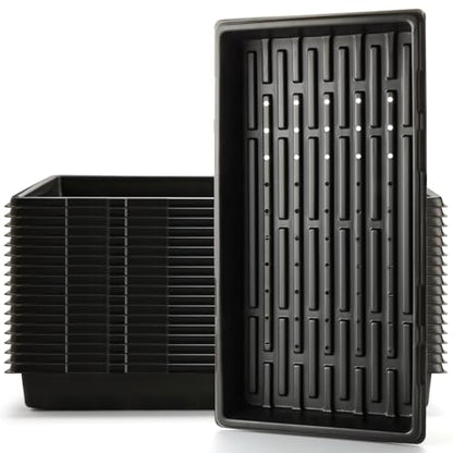 RooTrimmer 18-Pack 1020 Seedling Trays with Holes - Extra Strength Heavy Duty,10" x 20", Reusable 1020 Nursery Trays for Seed Germination, Plant Propagation, Garden Seed Starter and Microgreens - size: 1020 - 18 Pack With Holes