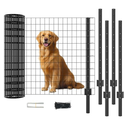 DoCred Welded Wire Fence 35.4inx 50ft, PVC Anti-Rust Coated Metal Wire Mesh - color: Black, size: 35.4Inch x 50FT