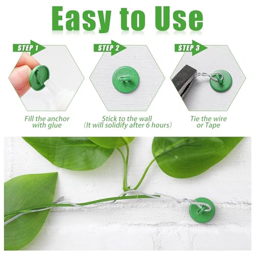Willbond 80 Pcs Plant Anchors Kit for Vine Wall Stucco Trellis, Green - color: Green