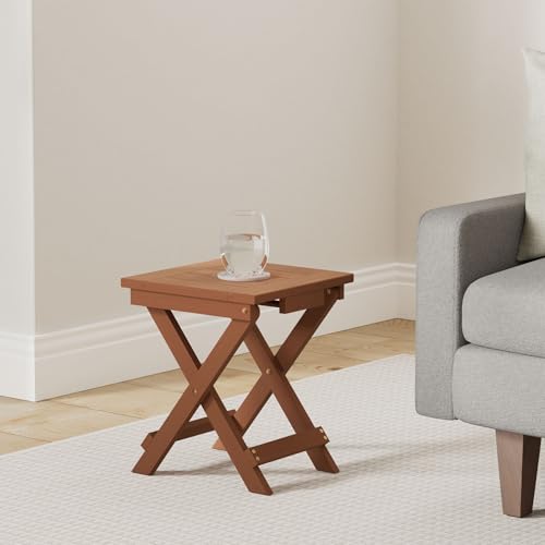 Furinno TIOMAN Outdoor Adirondack Folding Patio Table, Natural - size: Small Folding Table