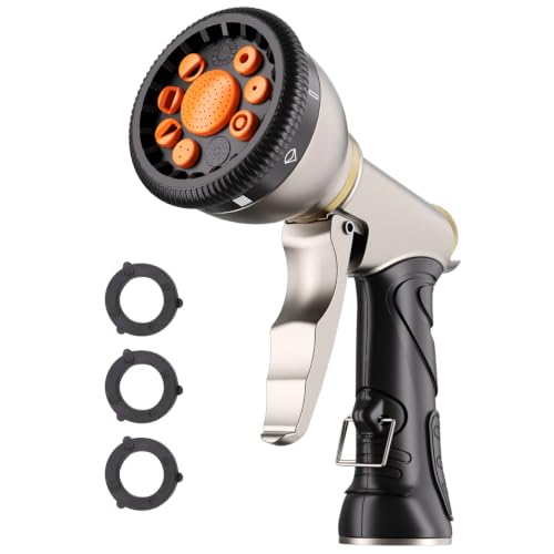 Besiter Garden Hose Nozzle Sprayer, Heavy Duty Metal Water Hose Nozzle - color: Orange