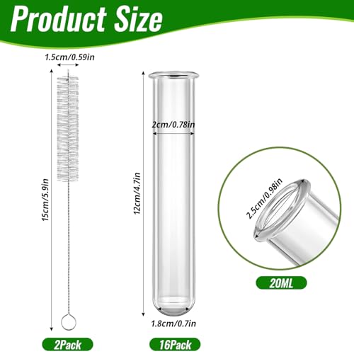 16 Pcs Clear Plant Propagation Tubes 20ml Plastic Test Tubes