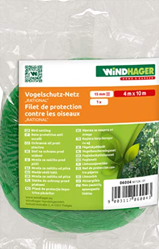 Windhager Rational Bird Protection Net, Pond Net, Leaf Net, Mesh Size 15 mm, Green, 10 x 4 m