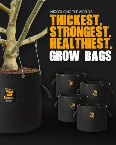 GorillaGrow Tent 15 Gallon Fabric Grow Bags – Heavy Duty, Thick 600g Fabric, BPA-Free, Reinforced Handles & Metal Grommets for Indoor/Outdoor Plants, Air Pruning Pots for Bigger Yields - 4 Pack - size: 15 Gallon