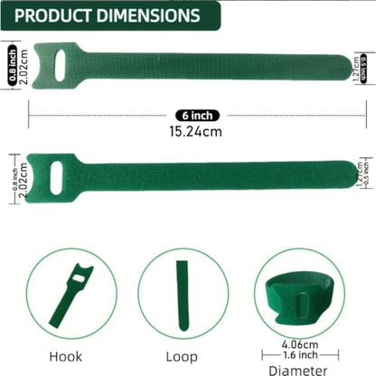 Green Reusable Plant Hook and Loop Tie Strap,Adjustable Flexible Garden Tree Support Band,0.4×5.9 Inch Weatherproof Plant Securing Tape for Vine Tomato Flower Climbing Fixing