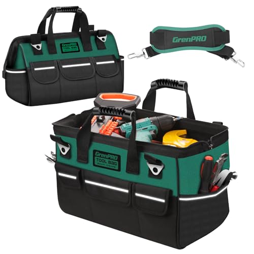 GRENPRO 16" Heavy Duty Tool Bag Organizer, Wide Mouth Portable Toolbox - size: 16 Inch Soft Bottom