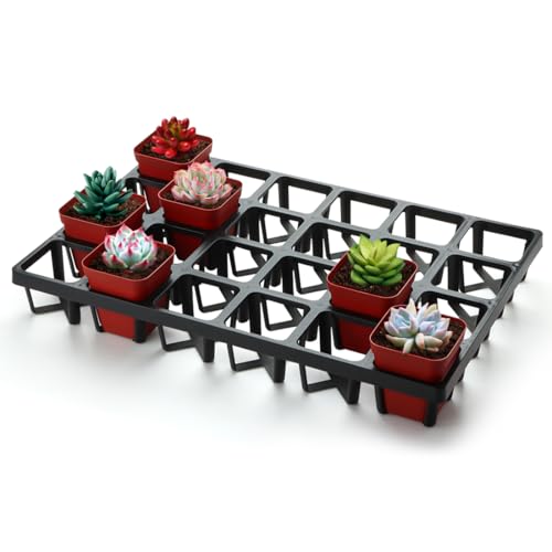 RooTrimmer Square Nursery Pot Tray with 24 Cells, 5 Pack Plant Trays for Pots, Flower Pot Moving Tray, Plastic Planting Tray for Carrying Small Plant Pots(120 Cells in Total - color: Black, size: 24C Moving Tray-5P