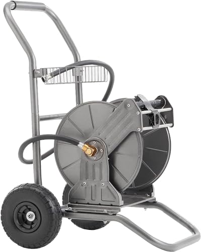 Giraffe Tools Garden Hose Reel Cart with Wheels, 200FT of 1/2 Capacity