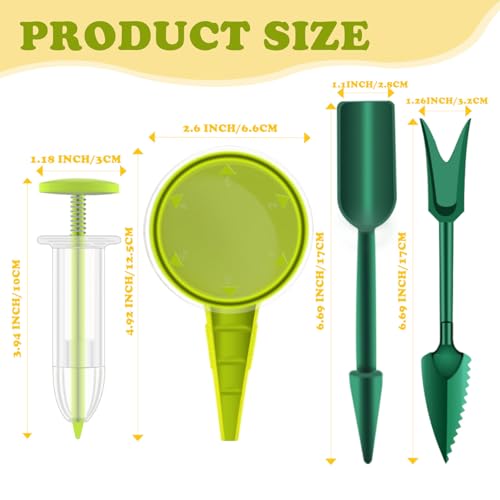 Mini Seed Spreader Set,6 PCS Small Garden Seed Planter Tool,Precise Sowing Seed Dispenser for Tiny Seeds, Hand Held Manual Seed Spreader with Seedlings Dibber and Widger Set Tools for Planting