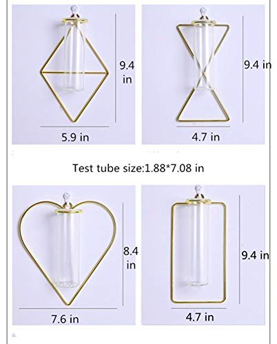 2 Pack IvyMei Luxurious Nordic Gold Wall Vase Metal Frame Glass Tube - color: Gold 9