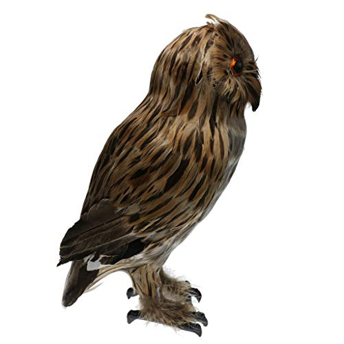 Artificial Feathered Owl Realistic Bird Decoration Taxidermy Garden Decor - Brown 1