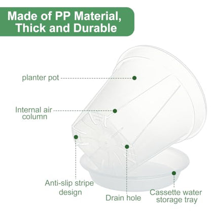 Plant Pots 9.5 inch Set of 3, Nursery Pots with Drainage Holes and Saucers - size: 9.5 inch set of 3