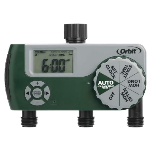 Orbit Programmable Digital Hose Watering Timer - 3 Outlet - Battery Powered - with LCD Screen - Built-in Rain Delay - Water-Resistant - 56082 - size: 3 Outlet