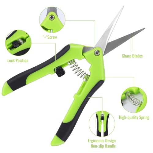 4 Pack Pruning Shears 6.5 Inch Stainless Steel Garden Scissors - color: Orange Green