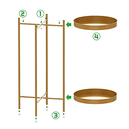 2 Tier Plant Stand Indoor Outdoor - 10.5in Width 24in Tall Flower Pot Rack - color: Gold