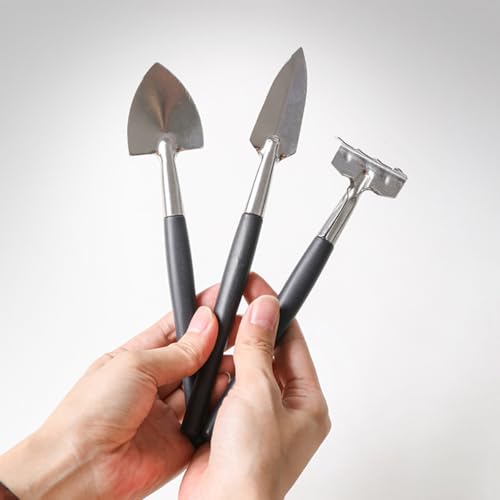 Mini Gardening Tool Set, Stainless Steel Shovel Rake Spade Kit Premium Potted Succulent Flower Care Pack of 3 (3pcs) - color: 3pcs