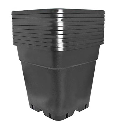 10-Pack 3 Gallon Square Plant Nursery Pot Grow Pots Black Nursery Container - size: 3 Gallon
