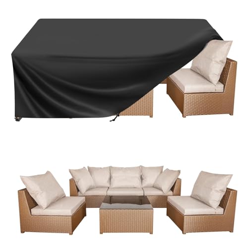 BALEINE Patio Furniture Covers Waterproof, Heavy Duty Outdoor Table Cover - color: Black, size: 108"L×82"W×28"H