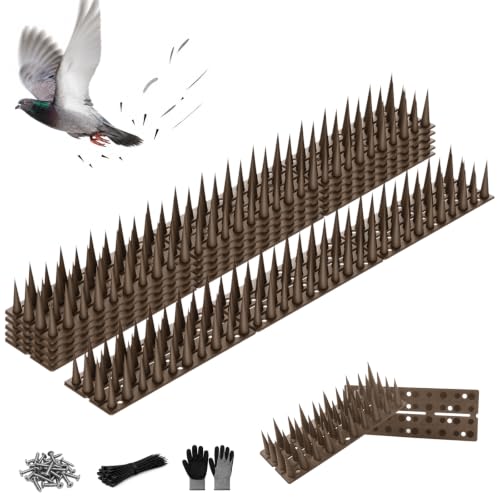 Bird Spikes, 6 Pack, 8.4 FT Total Coverage, Outdoor Bird Deterrent, Brown - color: Brown, size: 6 pack