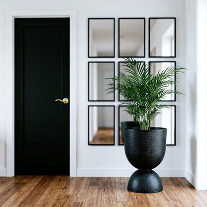 KOL 18 Inch Tall Planters, Black Plastic Urn Planters, 2 Pack - color: Black, size: Bundle: 18"+18"